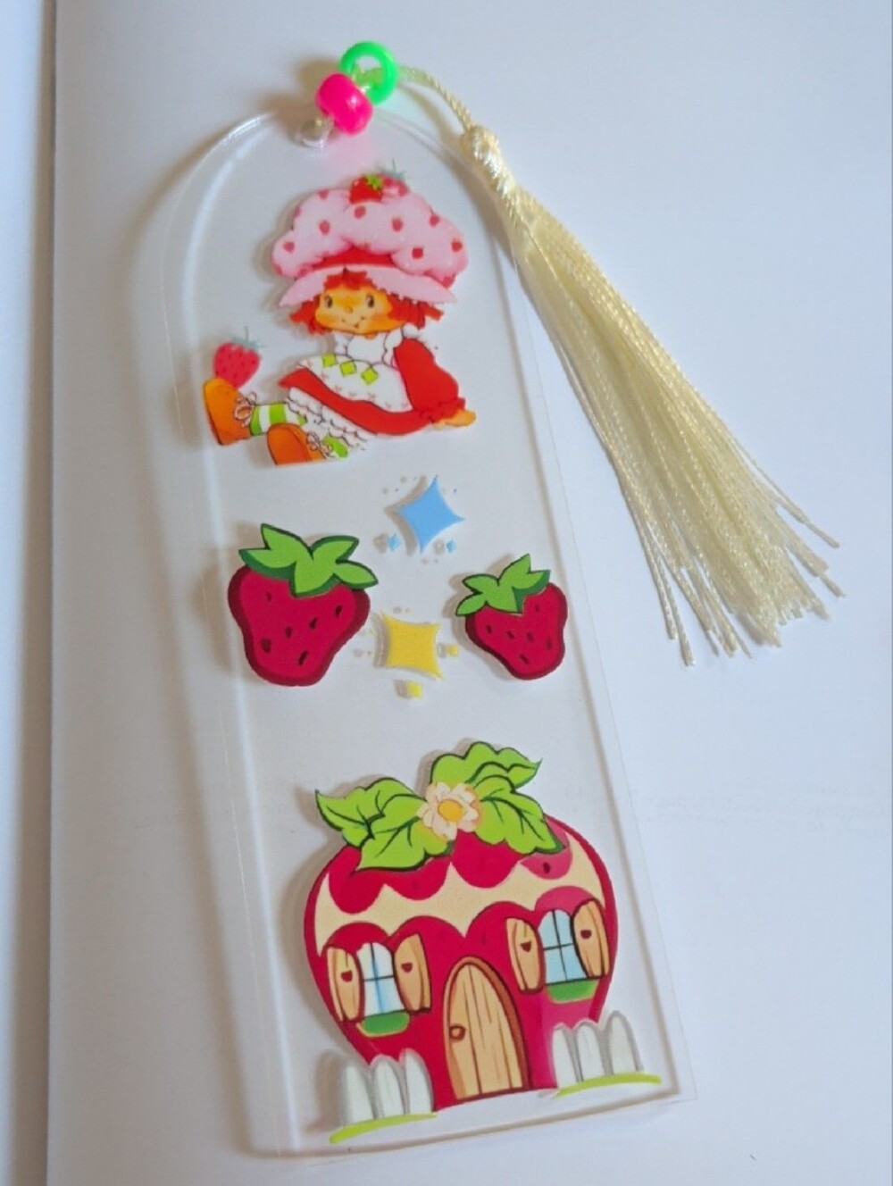 Strawberry Girl Clear Acrylic Bookmark